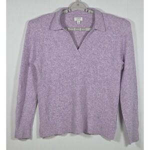 JCrew Womens Small Sweater V Neck Long Sleeve Purple Pullover Knit Classic Warm